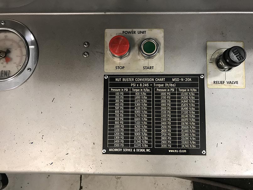 Machinery Values, Inc. Machinery Service & Design NUT BUSTER, model