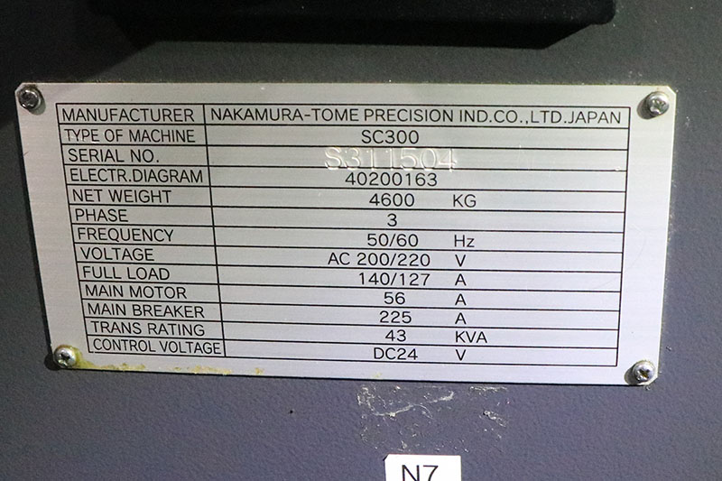 NakamuraTome SC300 CNC LATHE (Ref No 171430) Machinery Values